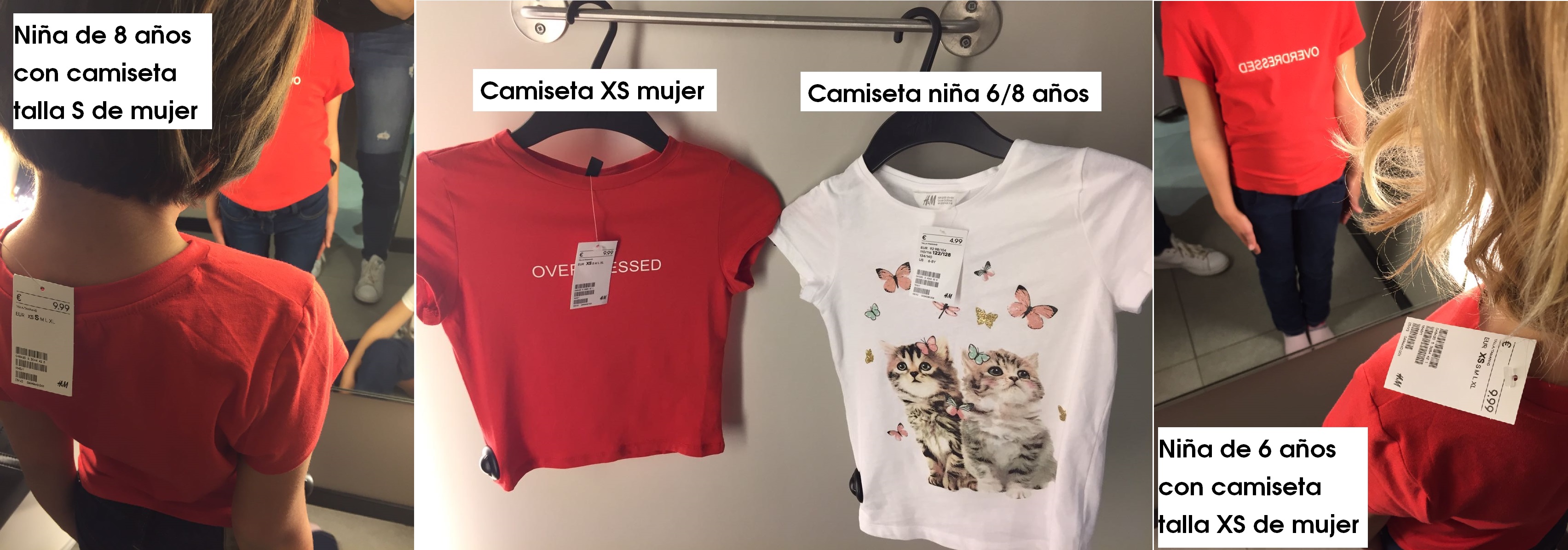 Camisetas de mujer que no caben a una niña de 8 años